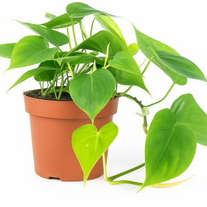 Philodendron scandens en pot, plante verte grimpante dépolluante idéale pour intérieur lumineux.