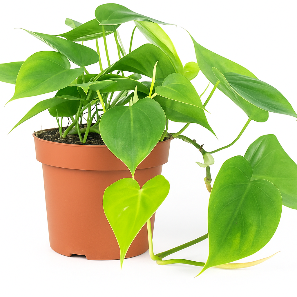 Philodendron scandens en pot, plante verte grimpante dépolluante idéale pour intérieur lumineux.