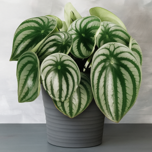 Plante d'intérieur décorative et dépolluante, Peperomia Watermelon, parfaite pour purifier l'air.
